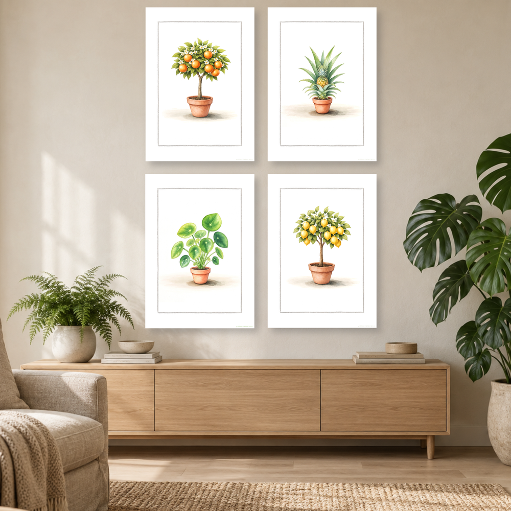 Pósteres botánicos de plantas verdes