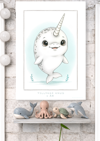 Little Narwhal - Art Print