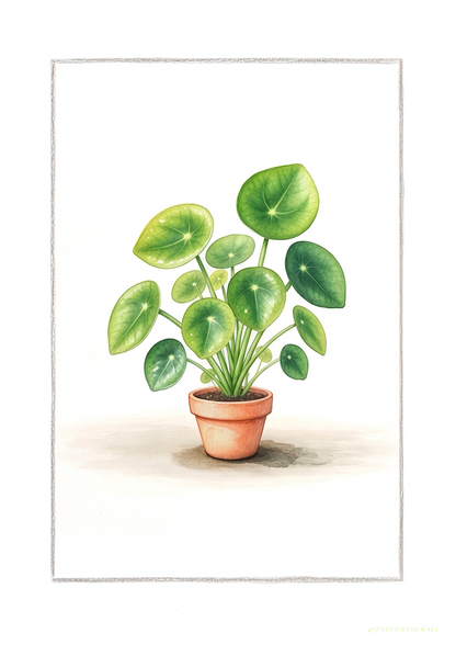 Illustreret elefantøreplakat – nordisk minimalistisk botanisk motiv