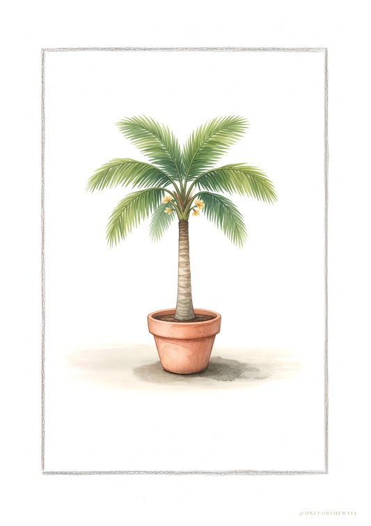 Illustreret palmeplakat – nordisk minimalistisk botanisk motiv